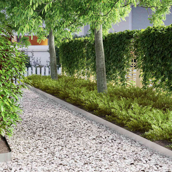 vidaXL Obrubník trávnika Strieborná 450 x 0.05 x 15 cm Nerezová oceľ