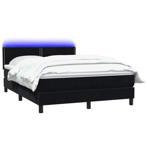 vidaXL Posteľn&yacute; r&aacute;m boxspring s matracom a LED čierny 140x210 cm zamat