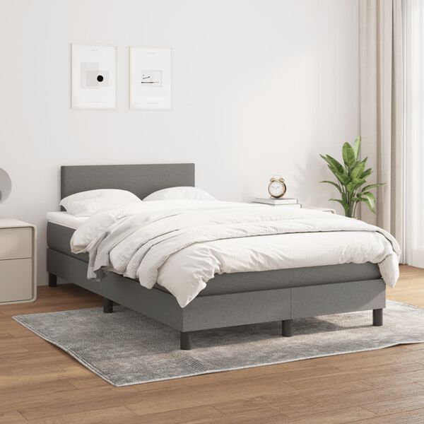 vidaXL Boxspring posteľ s matracom, tmavosiv&aacute; 120x190 cm, l&aacute;tka