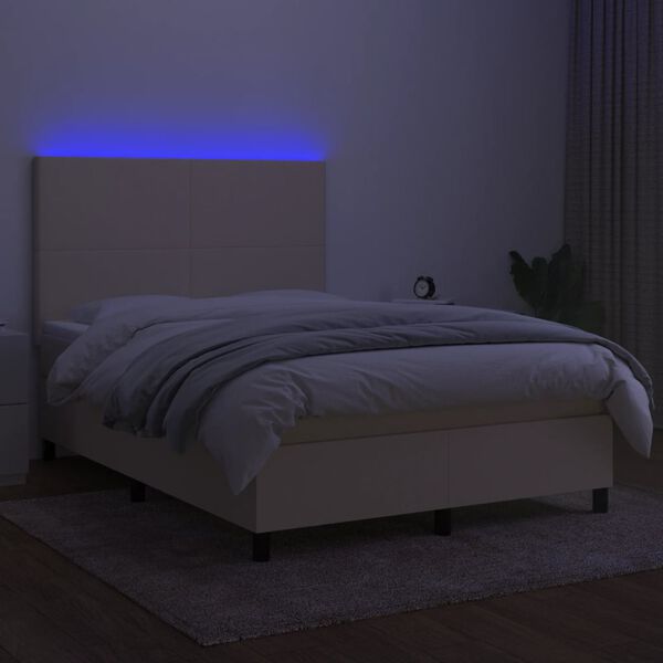 vidaXL Posteľ boxsping s matracom a LED kr&eacute;mov&aacute; 140x190 cm l&aacute;tka