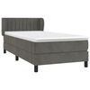 vidaXL Posteľný rám boxspring s matracom tmavosivý 90x200 cm zamat