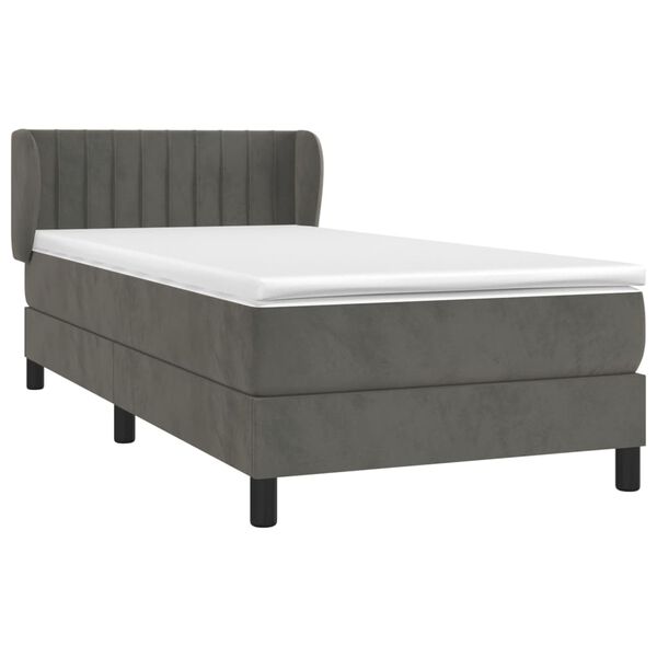 vidaXL Posteľný rám boxspring s matracom tmavosivý 90x200 cm zamat