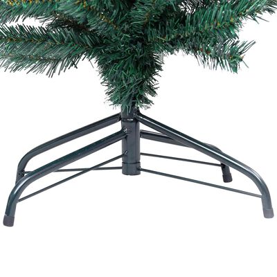 vidaXL Úzky osvetlený umelý vianočný stromček+stojan, zelený 120cm PVC