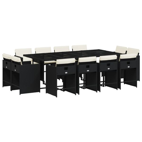 vidaXL 13-dielna z&aacute;hr. jed&aacute;lensk&aacute; s&uacute;prava s vank&uacute;&scaron;mi čierna polyratan