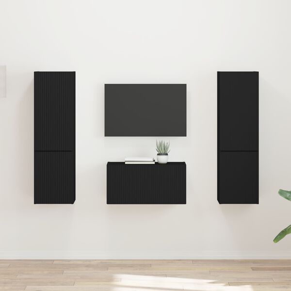 vidaXL Zostava TV skriniek 5 pcs Čierna Kompozitn&eacute; drevo