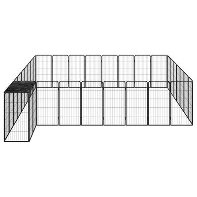 vidaXL Ohrádka pre psov 34 panelov čierna 50x100 cm práškovaná oceľ