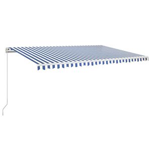 vidaXL Ručne zaťahovacia mark&iacute;za s LED 500x350 cm modr&aacute; a biela