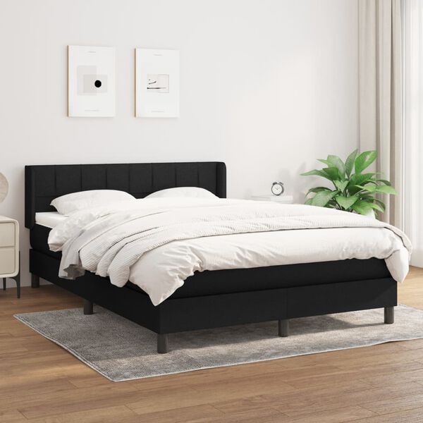 vidaXL Posteľn&yacute; r&aacute;m boxspring s matracom čierny 140x200 cm l&aacute;tka