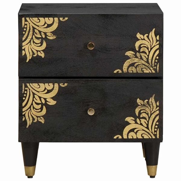 vidaXL Nočný stolík Čierna 40 x 33 x 46 cm Masívne mango drevo