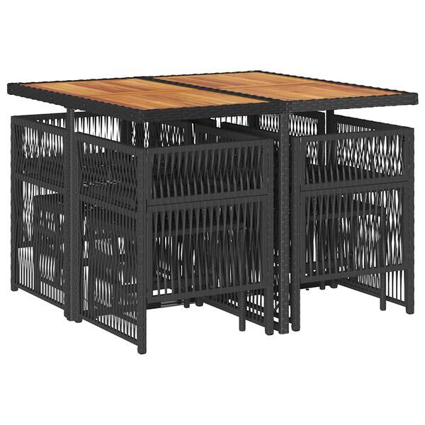 vidaXL 9-dielna z&aacute;hradn&aacute; jed&aacute;lensk&aacute; sada s vank&uacute;&scaron;mi čierna polyratan