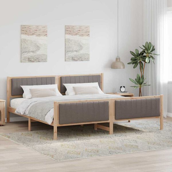 vidaXL R&aacute;m postele Hned&aacute; a taupe 200 x 200 cm Borovicov&yacute; mas&iacute;v