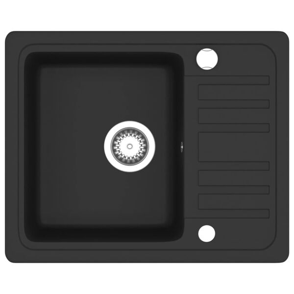 vidaXL Granitov&yacute; kuchynsk&yacute; drez s jednou vaničkou, čierny