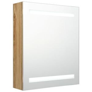 vidaXL LED k&uacute;peľňov&aacute; zrkadlov&aacute; skrinka dubov&aacute; 50x14x60 cm