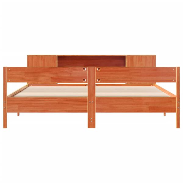 vidaXL Posteľ s knižnicou bez matraca voskov&aacute; 180x200 cm borovica