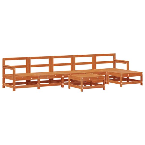 vidaXL Z&aacute;hradn&yacute; lounge set 7 pcs Voskov&aacute; Hned&aacute; Mas&iacute;vna borovica