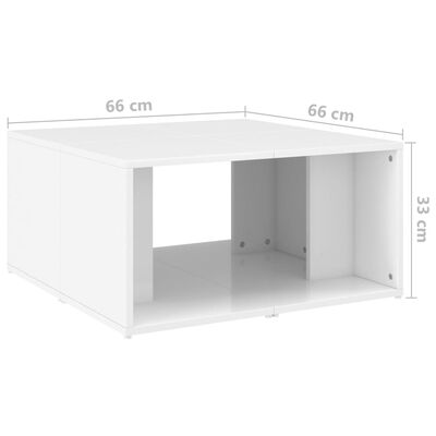 vidaXL Konferenčné stolíky 4 ks lesklé biele 33x33x33 cm drevotrieska
