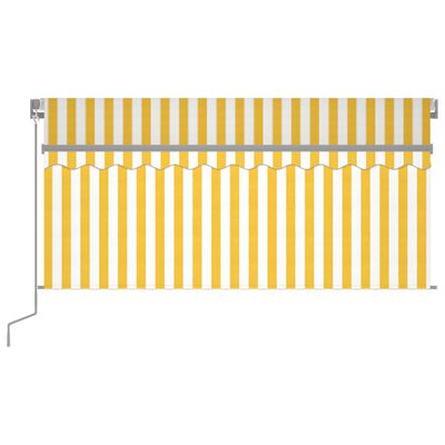 vidaXL Ručne zaťahovacia markíza s tienidlom&LED 3,5x2,5 m žlto-biela