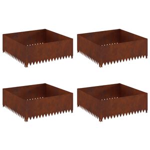 vidaXL Obrubn&iacute;k tr&aacute;vnika 4 ks 100 x 100 x 35 cm Oceľ Hrdzav&yacute;
