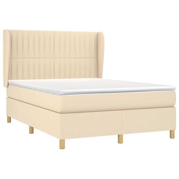 vidaXL Boxspring posteľ s matracom kr&eacute;mov&yacute; 140x190 cm l&aacute;tka
