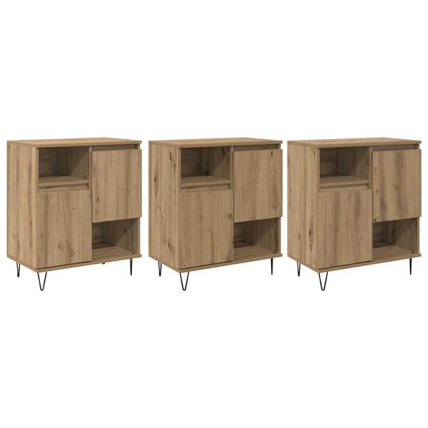 vidaXL Serv&iacute;rovacia skriňa 3 pcs Remeseln&yacute; dub 60 x 35 x 70 cm