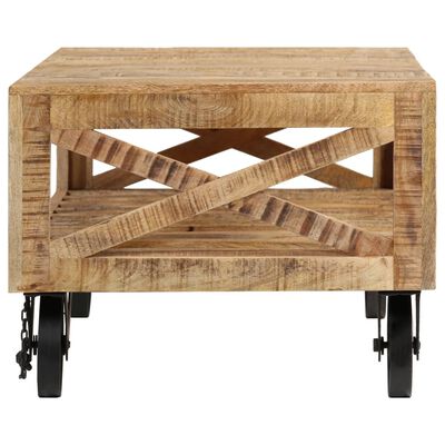 vidaXL Konferenčný stolík s kolieskami mangovníkové drevo 110x50x37 cm