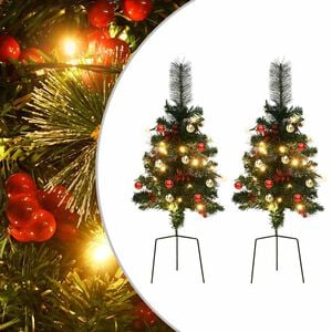 vidaXL Osvetlen&yacute; umel&yacute; vianočn&yacute; stromček k chodn&iacute;ku 2 ks, 76 cm, PVC