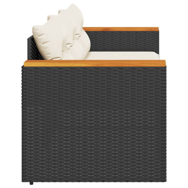 vidaXL Záhradná pohovka s vankúšmi 3-miestna čierna polyratan