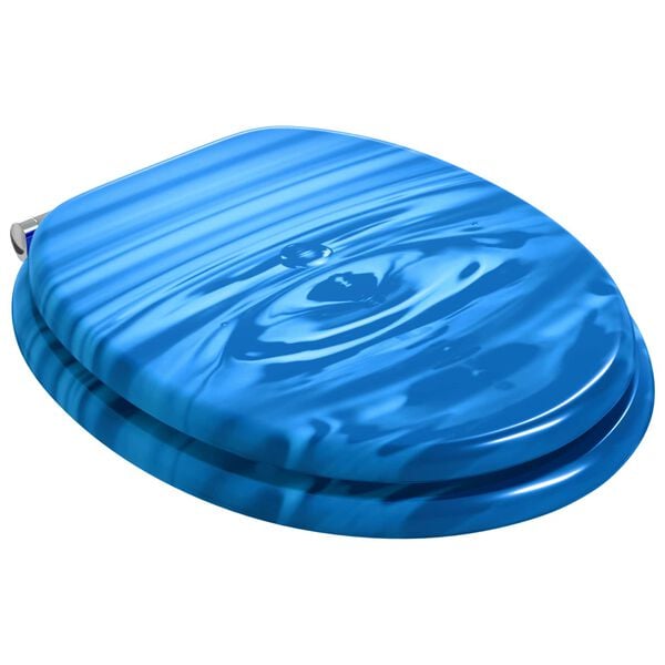 vidaXL WC sedadl&aacute; s poklopom s pomal&yacute;m uzatv&aacute;ran&iacute;m 2 ks MDF modr&eacute; dizajn s kvapkami