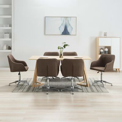 vidaXL Otočné jedálenské stoličky 6 ks, hnedé, látka