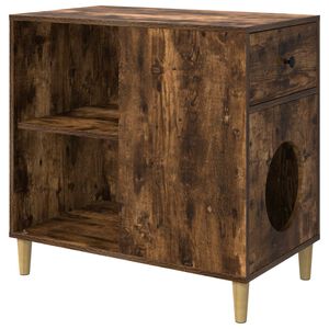 vidaXL Mačka Dom Dymov&aacute; dub 72 x 42.5 x 70 cm Kompozitn&eacute; drevo