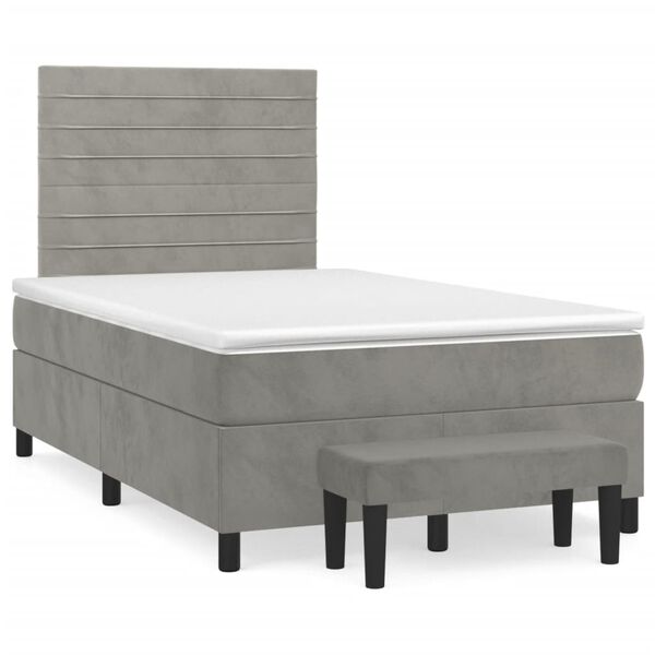 vidaXL Boxspring posteľ s matracom bledosiv&aacute; 120x190 cm zamat