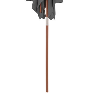 vidaXL Vonkajší slnečník s drevenou tyčou 150x200 cm, antracitový