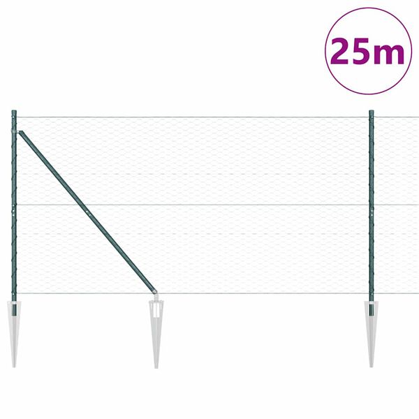 vidaXL Stĺp na plot. Zelen&aacute; 25 x 1,2 m (36 mm sieť) Oceľ