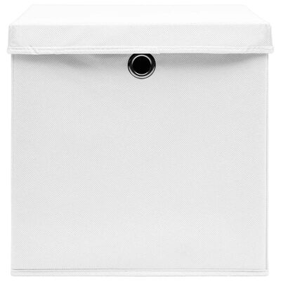 vidaXL Úložné boxy s vekom 4 ks, 28x28x28 cm, biele