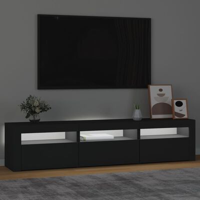 vidaXL TV skrinka s LED svetlami čierna 180x35x40 cm