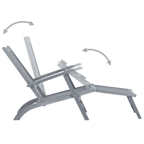 vidaXL Kreslo na terasu s opierkou na nohy a podložkou, ak&aacute;ciov&yacute; mas&iacute;v