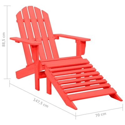 vidaXL Záhradná stolička Adirondack s otomanom jedľový masív červená