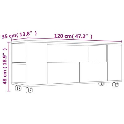 vidaXL TV skrinka betónová sivá 120x35x48 cm spracované drevo