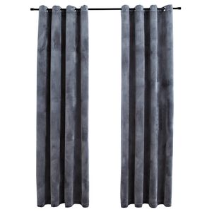 vidaXL Zatemňovacie z&aacute;vesy s očkami 2 ks, zamat, antracitov&eacute; 140x175cm