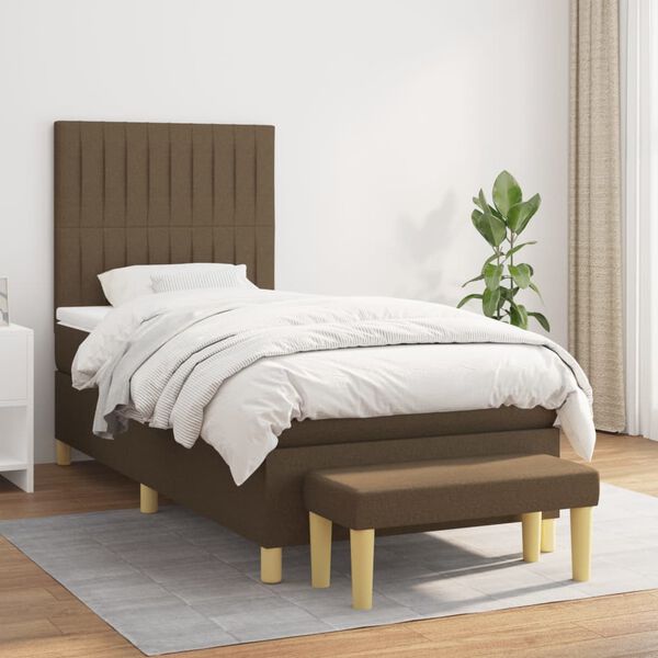 vidaXL Boxspring posteľ s matracom tmavohned&aacute; 100x200 cm l&aacute;tka