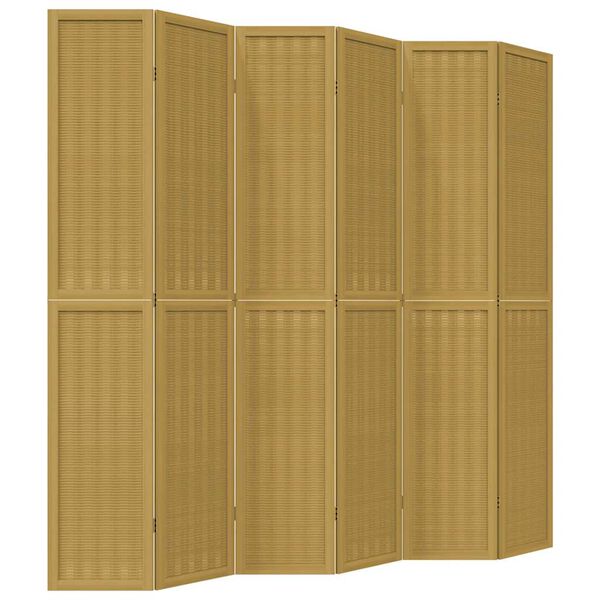 vidaXL Parav&aacute;n, 6 panelov, hned&yacute;, mas&iacute;vne drevo paulownie