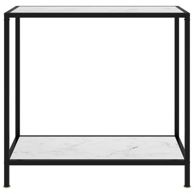 vidaXL Konzolový stolík, biely 80x35x75 cm, tvrdené sklo