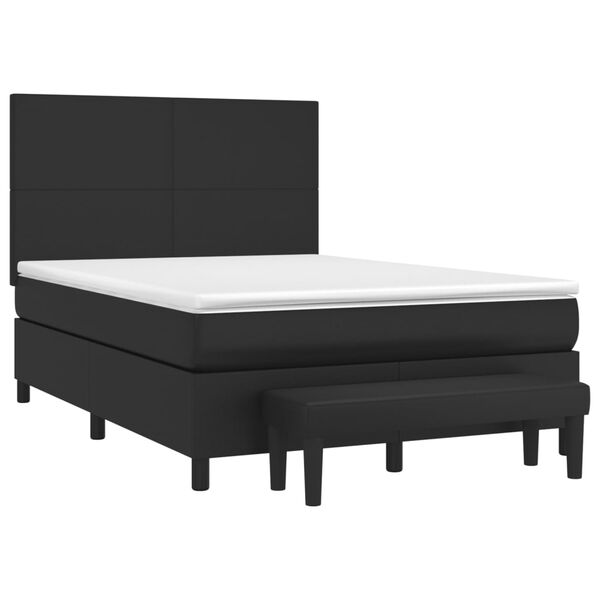 vidaXL Boxspring posteľ s matracom čierny 140x190 cm umel&aacute; koža