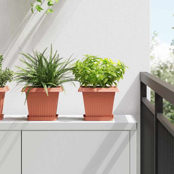 vidaXL &Scaron;tvorcov&yacute; črepn&iacute;k na kvety 24 pcs Tehlovo červen&aacute; Plast