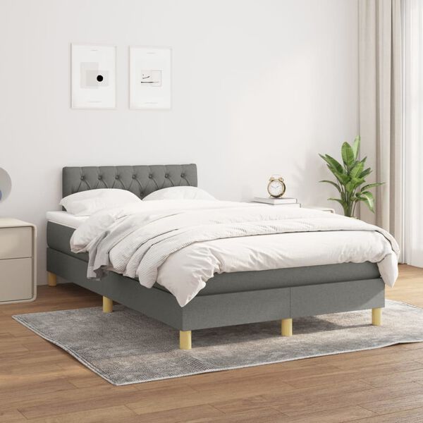 vidaXL Boxspring posteľ s matracom tmavosiv&yacute; 120x200 cm l&aacute;tka
