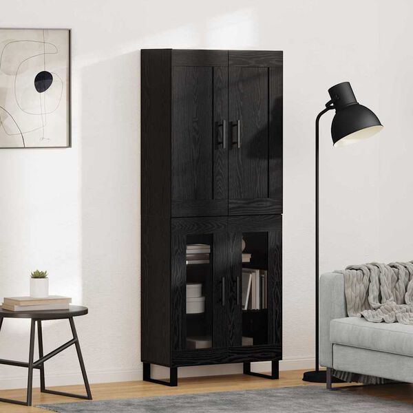 vidaXL Highboard Čierny dub 69,5 x 34 x 180 cm Kompozitn&eacute; drevo
