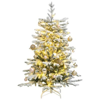 vidaXL Umelý výklopný vianočný stromček 150 LED a sada gulí 150 cm