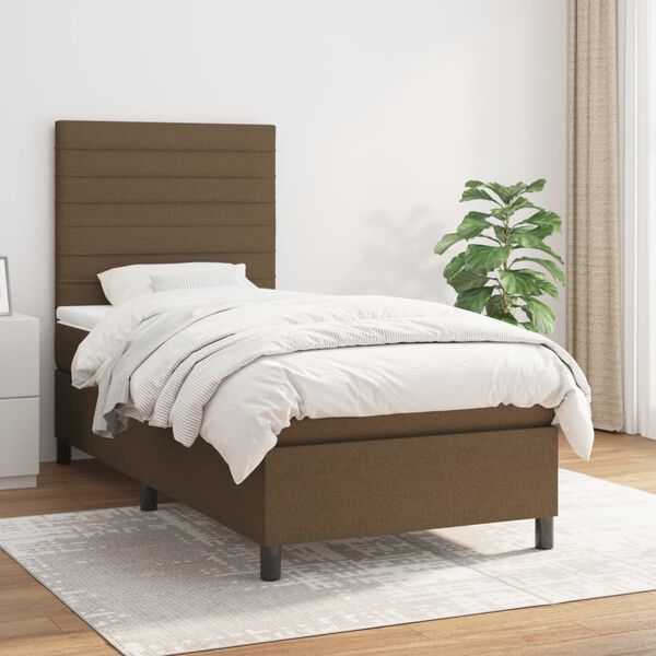 vidaXL Boxspring posteľ s matracom tmavohned&aacute; 100x200 cm l&aacute;tka
