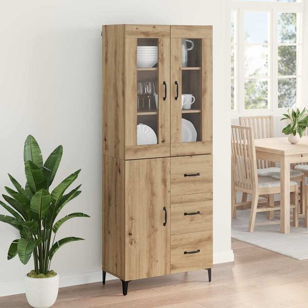 vidaXL Highboard Remeselný dub 69,5 x 34 x 180 cm Kompozitné drevo