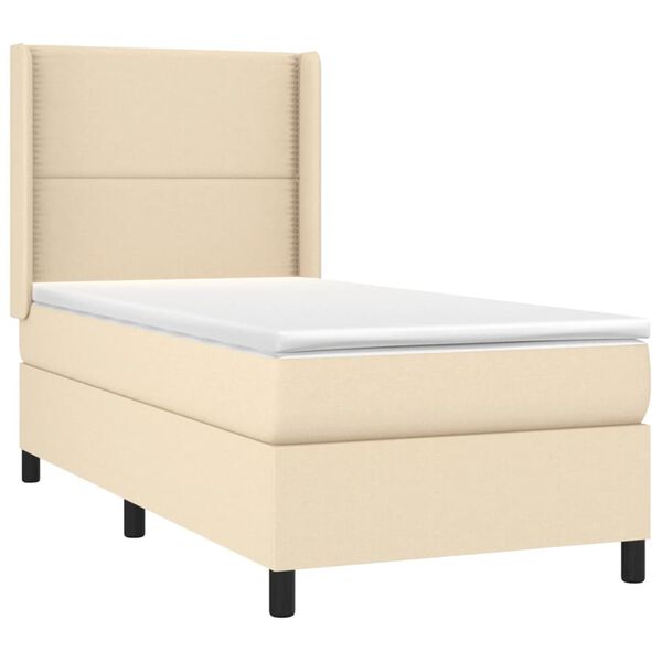 vidaXL Boxspring posteľ s matracom kr&eacute;mov&aacute; 100x200 cm l&aacute;tka